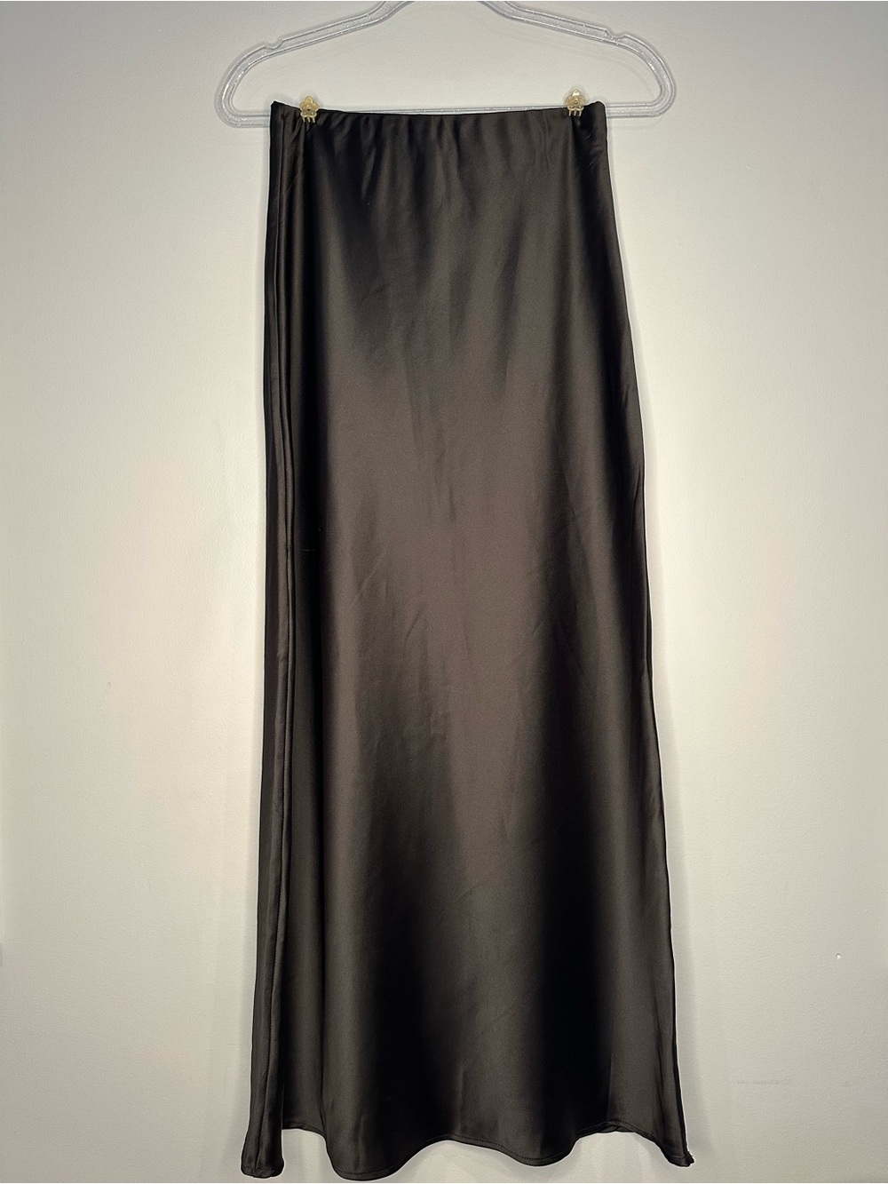 Renee C. Black Satin Maxi Slip Skirt